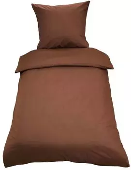 Постельное белье однотонное, 2 предмета 135 х 200 см, коричневое однотонное, хлопок Renforce leonado vicenti, коричневый