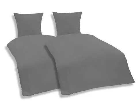Постельное белье однотонное из 4 предметов 155х220 см серое однотонное оверсайз хлопок Renforce One-Home, серый