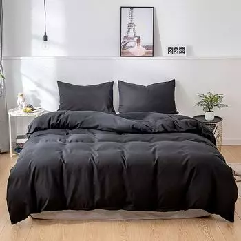 Постельное белье однотонные комплекты постельного белья из микрофибры - 1 пододеяльник 135 х 200 см и 1 наволочка 50 х 70 см CANDeal, черный