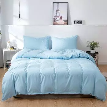 Постельное белье Однотонные комплекты постельного белья из микрофибры - 1 пододеяльник 200 х 230 см и 2 наволочки 50 х 70 см CANDeal, голубой