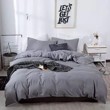 Постельное белье однотонные комплекты постельного белья из микрофибры - 1 пододеяльник 135 х 200 см и 1 наволочка 50 х 70 см CANDeal, темно-серый