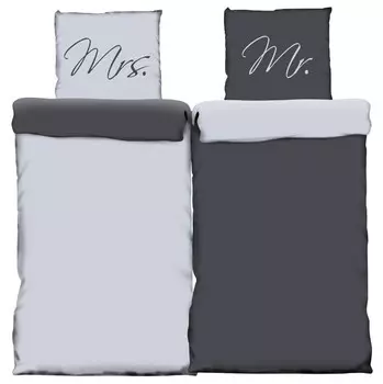 Постельное белье One-Home Mr. & Mrs. 135x200cm, 135x6x200 см, антрацитовый