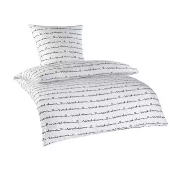 Постельное белье Optidream из микрофибры 135 х 200 см, пододеяльник 135 х 200 см, наволочка 80 х 80 см Sweety черный/белый