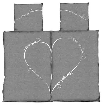 Постельное белье Partner из 4 предметов 135х200 см Love серо-серебристый в крапинку двусторонняя микрофибра One-Home