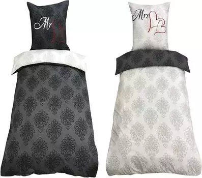Постельное белье partner мистер и миссис 135х200см One-Home, черный