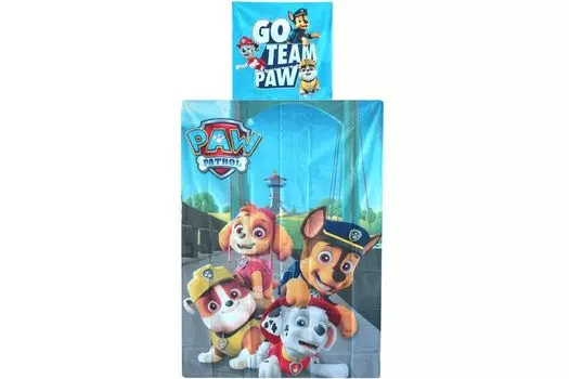 Постельное белье Paw Patrol синее 100% хлопок Go Team Paw 135 x 200 см Spin Master