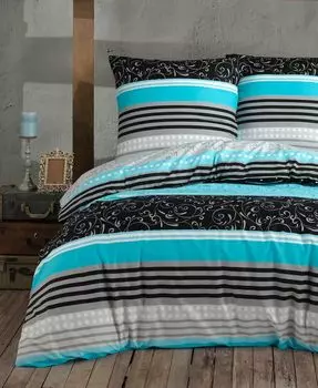 Постельное белье Пододеяльник 135х200 см, наволочка 80х80 см Комплект постельного белья из 2 предметов, пододеяльники - комплект хлопок ренфорсе на молнии Buymax, бирюзовый