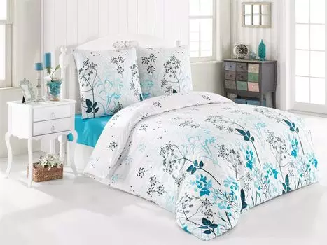 Постельное белье Пододеяльник 155х220 см, наволочка 80х80 см Комплект постельного белья из 2 предметов постельное белье - комплект хлопок Renforcee на молнии Buymax, белый