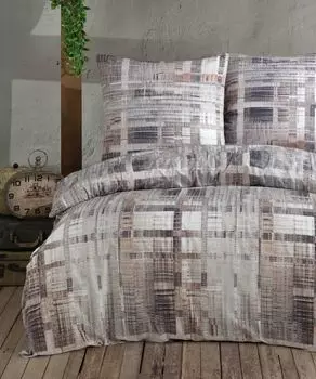 Постельное белье Пододеяльник 155х220 см, наволочка 80х80 см Комплект постельного белья из 2 предметов, пододеяльники - комплект хлопок ренфорсе на молнии Buymax, коричневый