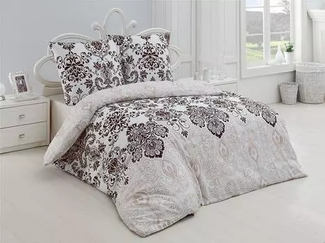 Постельное белье Пододеяльник 200х200 см, наволочка 80х80 см Комплект постельного белья из 3 предметов постельное белье - комплект хлопок Renforcee на молнии Buymax, коричневый