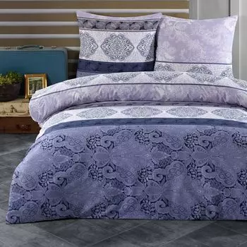 Постельное белье Пододеяльник 200х200 см, наволочка 80х80 см Комплект постельного белья из 3 предметов - комплект хлопка Renforce на молнии Buymax, синий