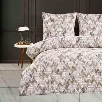 Постельное белье Пододеяльник 200х200 см, наволочка 80х80 см Комплект постельного белья из 3 предметов постельное белье - комплект хлопок Renforcee на молнии Buymax, коричневый