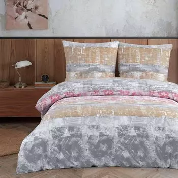 Постельное белье Пододеяльник 200х220 см, наволочка 80х80 см Комплект постельного белья из 3 предметов постельное белье - комплект хлопок Renforcee на молнии Buymax, серый