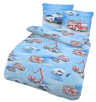 Постельное белье полиции и пожарной охраны 80х80 + 135х200 см · Постельное белье для детей/мальчиков - 100% хлопок в тонком льне DOBNIG