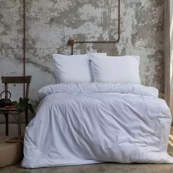 Постельное белье премиум-класса Komfortec 155х220 см, пододеяльник + наволочка 80х80 см, брашированный 100% полиэстер микрофибра 120 г/м, комплект сверхмягкого постельного белья из 2 предметов, белый