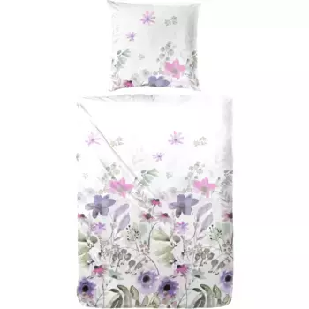 Постельное белье Primera «Атласное постельное белье Primera Mako Alpine Garden», с игривыми цветами, фиолетовый