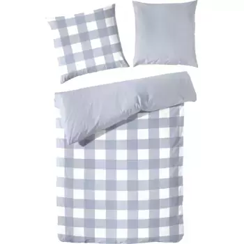 Постельное белье Primera «Basic Percale» в современном клетчатом дизайне, синий/белый