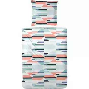 Постельное белье Primera «Калейдоскоп» с геометрически структурированным узором, синий/красный/белый