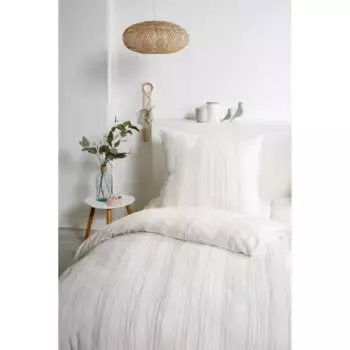 Постельное белье Primera «Organic Crepe Stripes» с мелким узором в полоску, цвет natur/grau/rosa