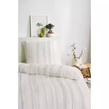 Постельное белье Primera «Organic Crepe Stripes» с мелким узором в полоску, цвет natur/grau/salbei