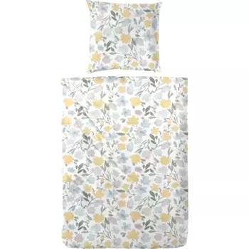 Постельное белье Primera «Перкаль постельное белье Тетя Ида», с цветочным узором, белый/синий/желтый