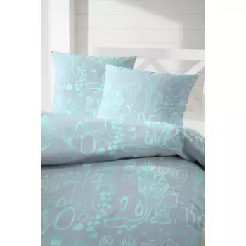 Постельное белье Primera «Под водой любовь» с абстрактным морским мотивом, серый/синий