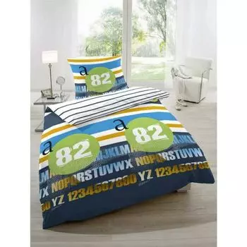 Постельное белье Primera Renforce в полоску в горошек зелено-синий 155х220 см 123029-35