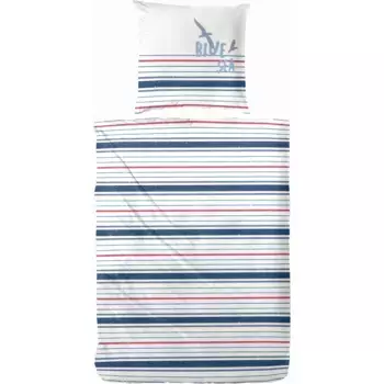 Постельное белье Primera «Синее море», в узкую полоску, белый/синий/красный