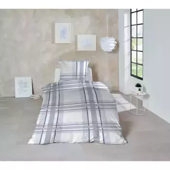 Постельное белье Primera «Снежные окна» с мелким клетчатым узором, цвет hellgrau