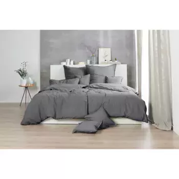 Постельное белье Primera «Stone-Washed», с мелкой складкой, качество Renforce, из 100% хлопка, с застежкой-молнией, легкое в уходе, сертифицировано STANDARD 100 от OEKO-TEX, антрацит