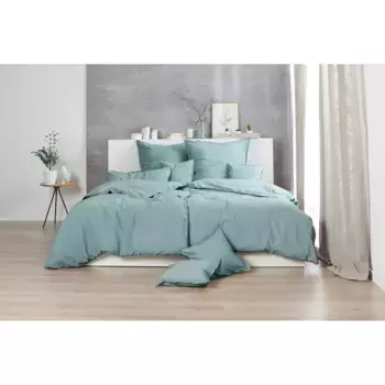 Постельное белье Primera «Stone-Washed», с мелкой складкой, качество Renforce, из 100% хлопка, с застежкой-молнией, легкое в уходе, сертифицировано STANDARD 100 от OEKO-TEX, зеленый