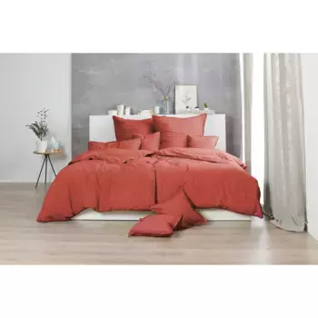 Постельное белье Primera «Stone-Washed», с мелкой складкой, качество Renforce, из 100% хлопка, с застежкой-молнией, легкое в уходе, сертифицировано STANDARD 100 от OEKO-TEX, красный/коричневый