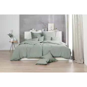 Постельное белье Primera «Stone-Washed», с мелкой складкой, качество Renforce, из 100% хлопка, с застежкой-молнией, легкое в уходе, сертифицировано STANDARD 100 от OEKO-TEX, оливковый