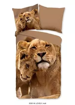 Постельное белье Pure со львом - 135х200 см - 100% микрофибра Muller Textil, мультиколор