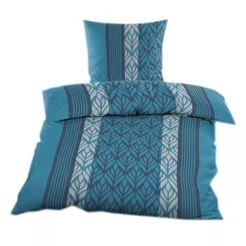 Постельное белье Renforce 135 х 200 см из тончайшего смесового хлопка с застежкой-молнией в сине-серую полоску Casa Colori, темно-синий