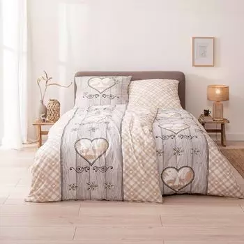 Постельное белье Renforce Country house 80x80 + 135x200 см · 2 предмета · Дизайн под дерево - 100% хлопок TRAUMHELDEN