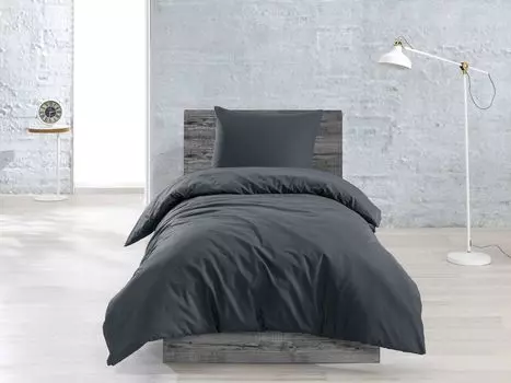 Постельное белье Renforce из хлопка, 2 предмета 135х200 см однотонный антрацит Mskaan