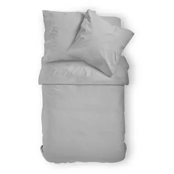 Постельное белье Renforce UNI из 2 предметов 155х220 + 80х80 см с комплектом подушек 100% хлопок, цвет: серебро Mskaan