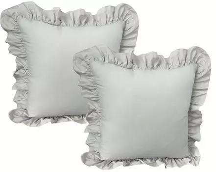 Постельное белье Романтические оборки Винтаж Ретро Хлопок Renforc с застежкой-молнией Комплект из 2 наволочек. Цвет подушки: Серый Размер: прибл MB Warenhandel24
