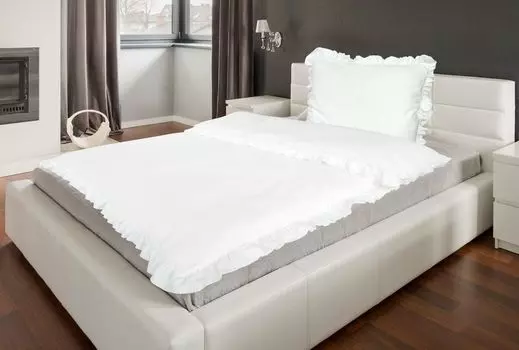 Постельное белье Романтические РЮШИ из высококачественного винтажного хлопка Renforc в стиле ретро на молнии 1 пододеяльник 135х200 + наволочка 1х 80х80 Цвет: белый Размер: 2 шт MB Warenhandel24