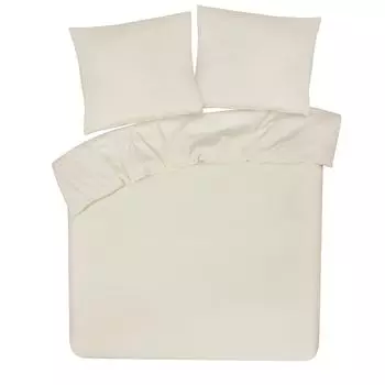 Постельное белье с наволочкой и молнией - 100% хлопок - 3 шт. 200х200+80х80 - кремовый DoubleDry