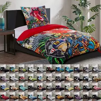 Постельное белье SANILO 135х200 см, 100% тончайший хлопок, 2 шт., пододеяльник, наволочка 80х80см - граффити