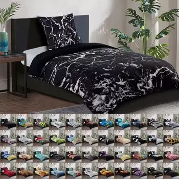 Постельное белье SANILO 135х200 см, 100% тончайший хлопок, 2 шт., пододеяльник, наволочка 80х80см - мрамор черный