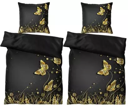 Постельное белье SANILO 135х200 см, 100% тончайший хлопок, 4 предмета, пододеяльник, наволочка 80х80см - силуэт