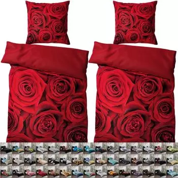 Постельное белье SANILO 135х200 см, 100% тончайший хлопок, 4 предмета, пододеяльник, наволочка 80х80см - розы