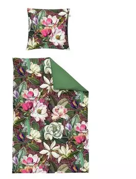 Постельное белье сатин Irisette Juwel Mako 155x220 цветы магнолии двусторонний серый 8842-60