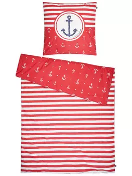 Постельное белье SCHIETWETTER Anker & Streifen 135x200, красный
