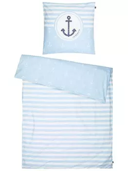 Постельное белье SCHIETWETTER Anker & Streifen 135x200, голубой
