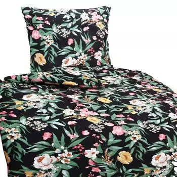 Постельное белье сирсакер микрофибра цветы 2 шт. 4 шт. 135х200 80х80 черное: 2 шт aboutyourhome-shop