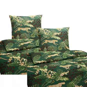 Постельное белье сирсакер микрофибра леопардовые джунгли 2 шт. 4 шт. 135х200 80х80 зеленое: 4 шт aboutyourhome-shop